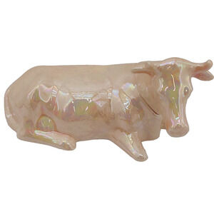 Vtg Christmas Nativity Oxen Figurine Laying Down Replacement Figure Iridescent